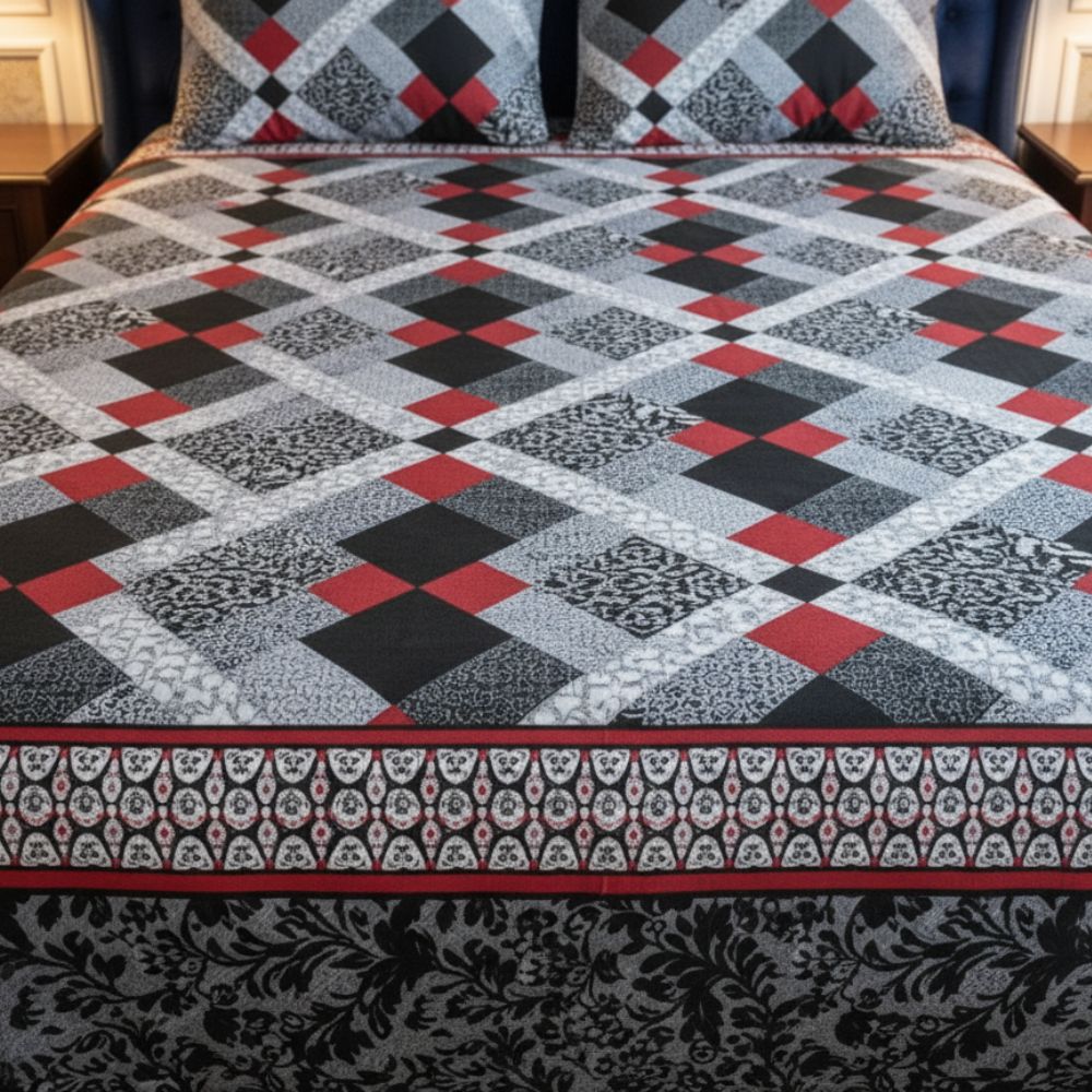 Red & Black Checkered Elegance Bedsheet