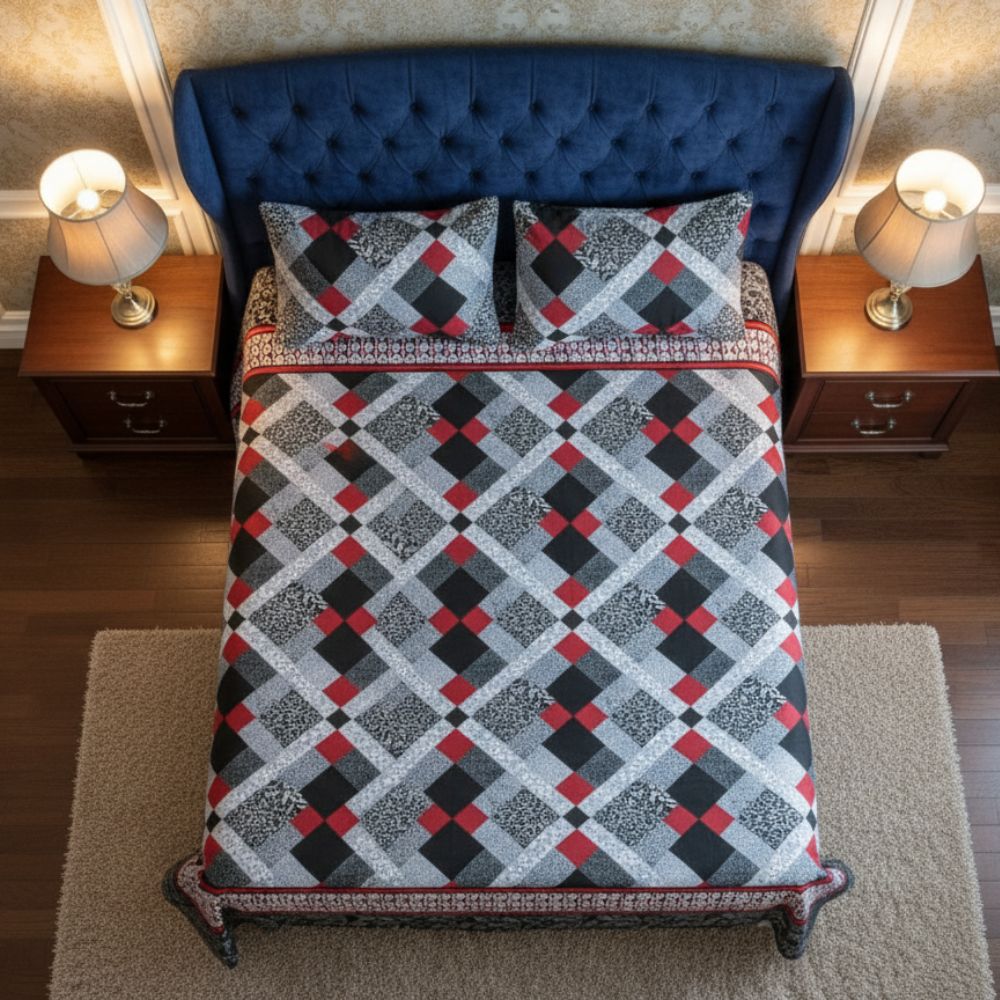 Red & Black Checkered Elegance Bedsheet