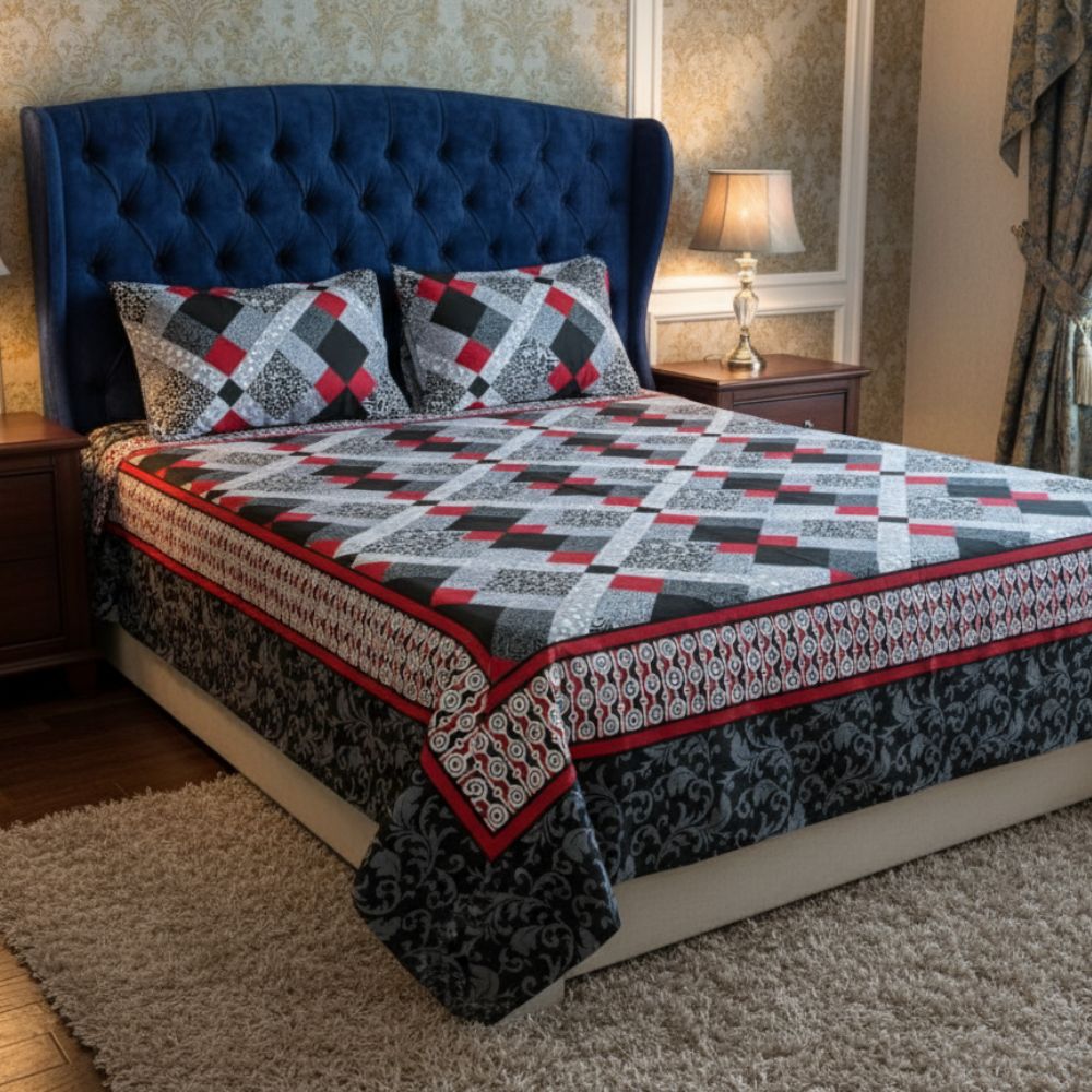 Red & Black Checkered Elegance Bedsheet