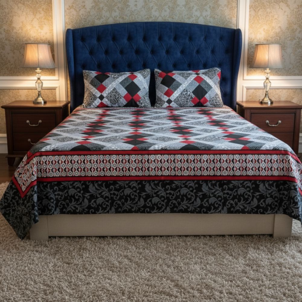 Red & Black Checkered Elegance Bedsheet