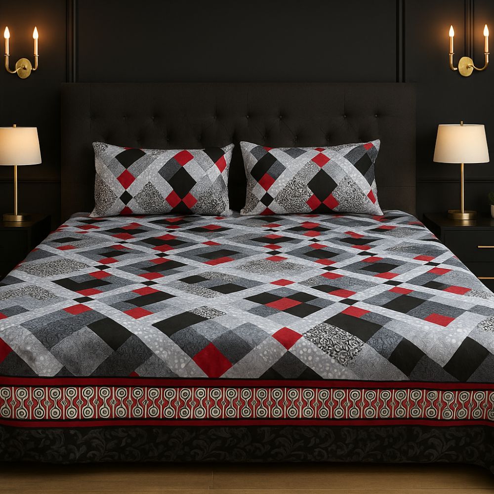 Red & Black Checkered Elegance Bedsheet