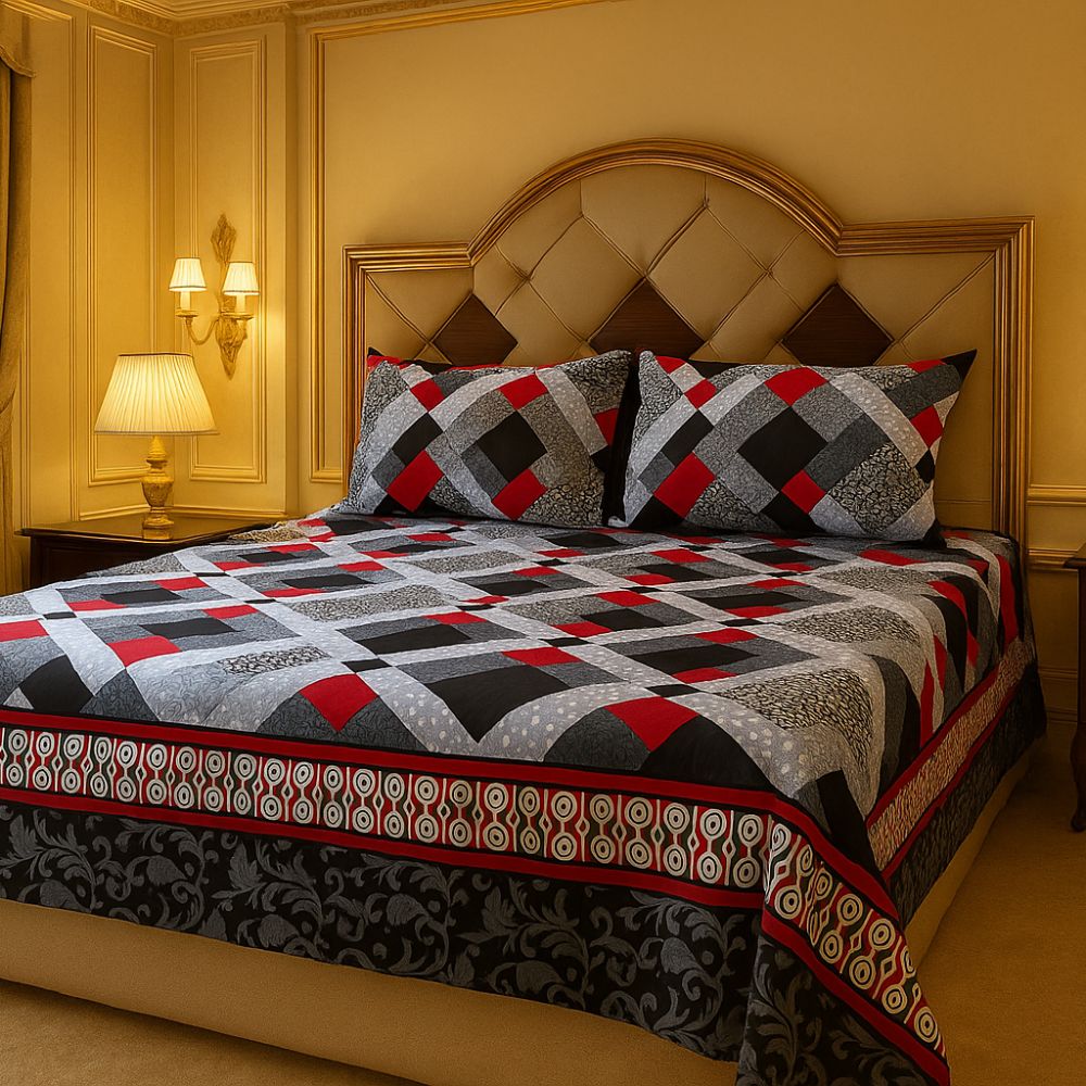 Red & Black Checkered Elegance Bedsheet