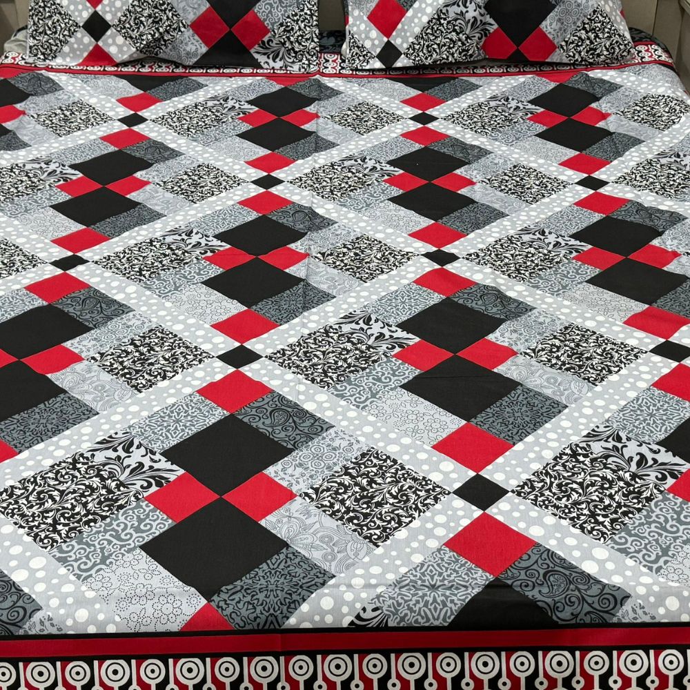 Red & Black Checkered Elegance Bedsheet