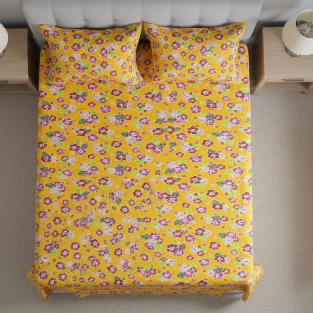 Golden Garden Printed Bedsheet