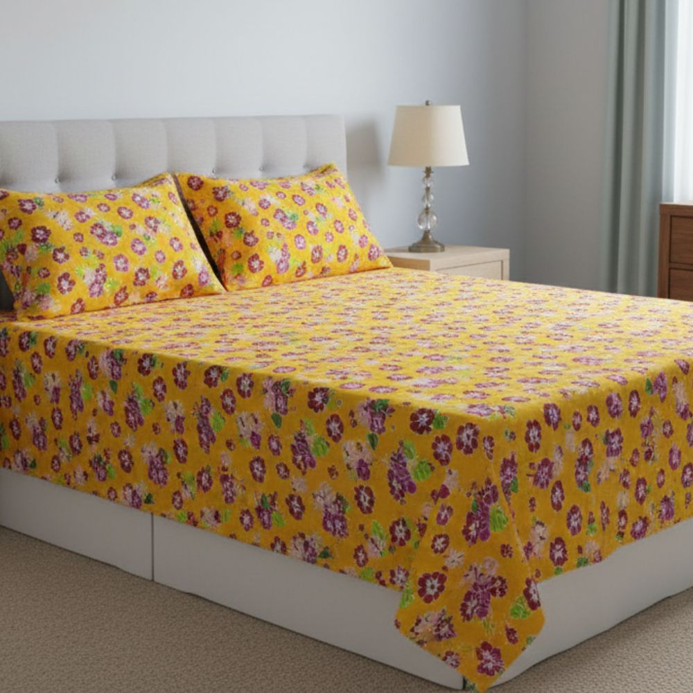 Golden Garden Printed Bedsheet