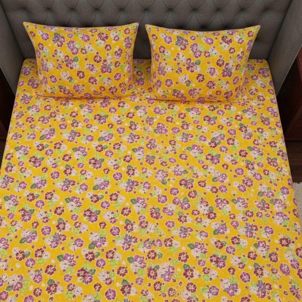 Golden Garden Printed Bedsheet
