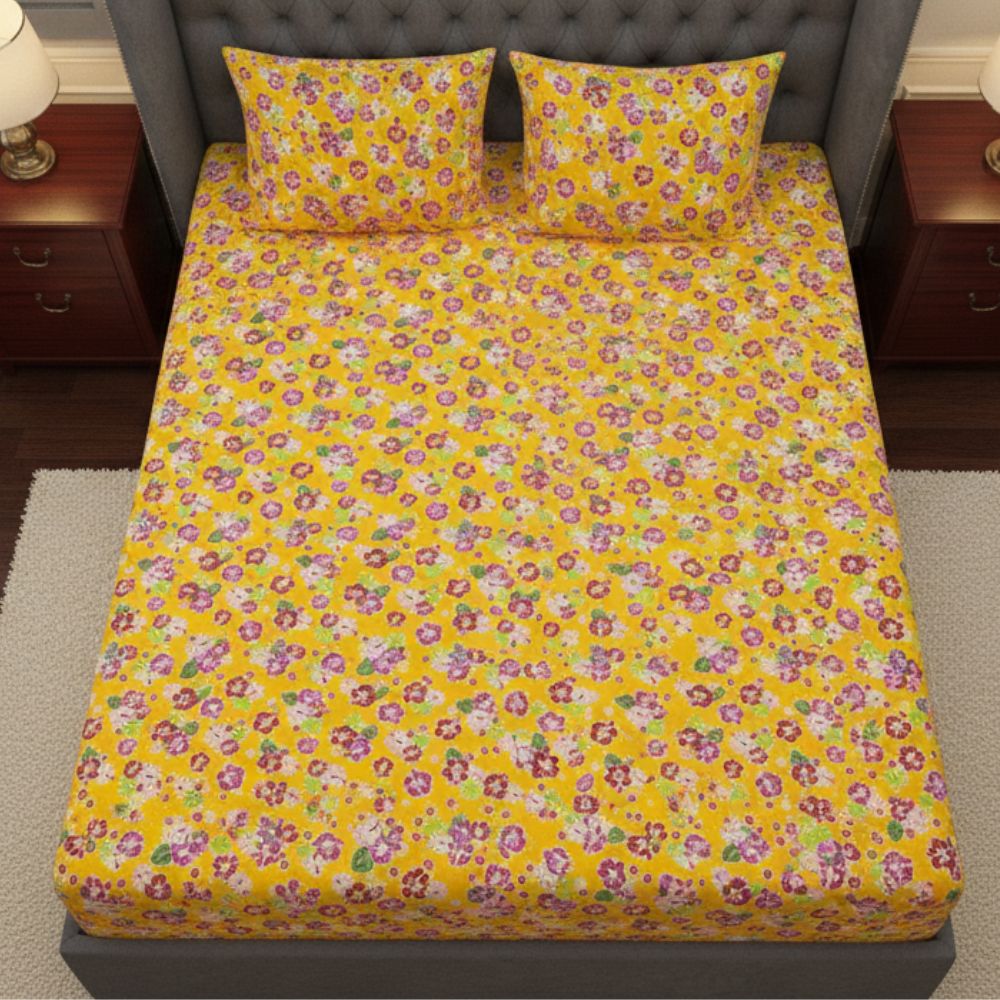 Golden Garden Printed Bedsheet